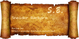 Sneider Barbara névjegykártya